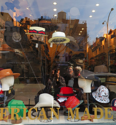 Hat Shop Window with Reflections