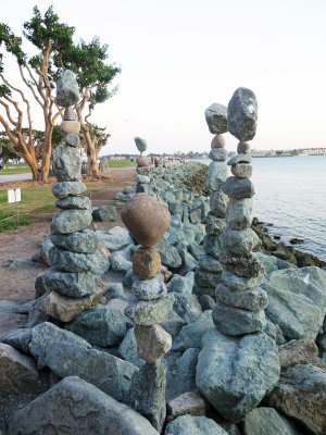 Balancing Stones at Seaport Village Park Entrance