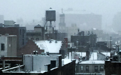 Snow Flurries Over West Village Skyline