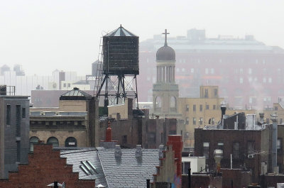 February 24, 2016 Photo Shoot - Downtown Manhattan Skyline on a Foggy Rainy Day 