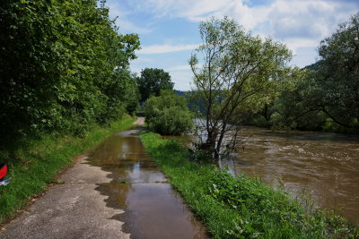 Slightly flooded bike path