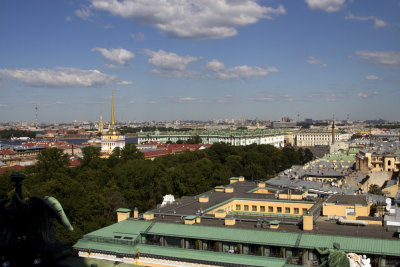 View towards Palace Square, Winter Palace, and the Admiralty from St.Isaacs Cathedral, St.Petersburg.