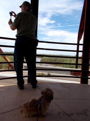Dad and Casey at the Historic Gillespie Dam Bridge Overlook