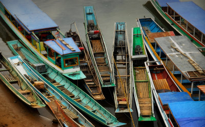 Mekong boats, Laos