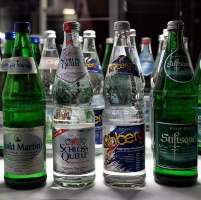 Various brands of natural mineral water