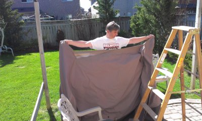 5th May time to put the gazebo cover on