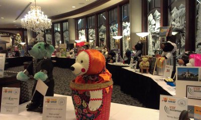 Christmas bear dressing contest in the hotel reception