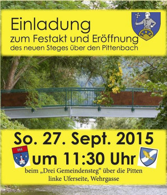 Erffnung des Drei-Gemeinden-Steges ber die Pitten, 27. September 2015