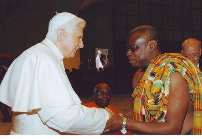 Pope Benedict and a member of the government delegation (Cardinal Dery Pictures: (c) 2007 Alexis B. Tengan Collection)