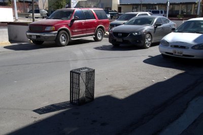 Reserved parking device in front of Manuel's