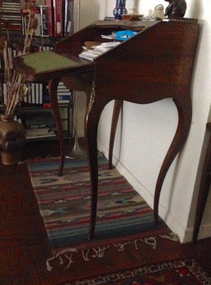 small antique desk open