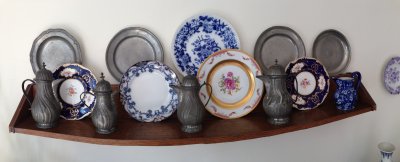 Shelf with Plates and Pewter
