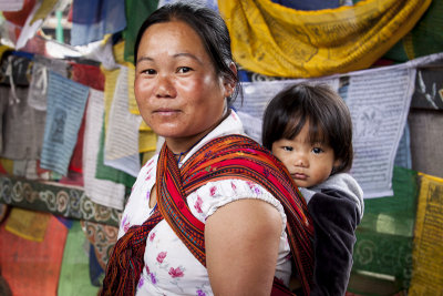 Mother and child crossing the bridge
