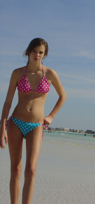 Itsy Bitsy Teenie Weenie Polka Dot bikini shot to keep everyone's mind off the winter