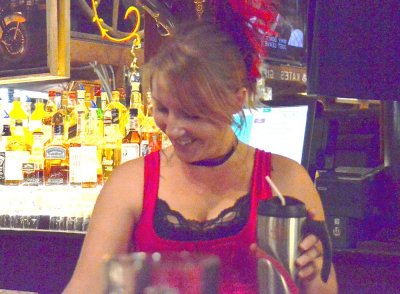 Rebecca serving drinks, Big Nose Kate's saloon Tombstone, AZ