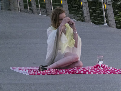 Model on the bridge