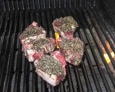 Lamb chops on a cleaned barbecue