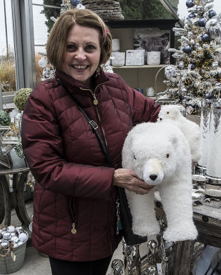 Wife with polar bear and cub