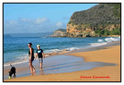This view is of Killcare Beach.
It looks up the Hawkesbury River and south to Sydney.
I don't know the people on the beach.
I hope this shot shows the majesty of 
the headland.
