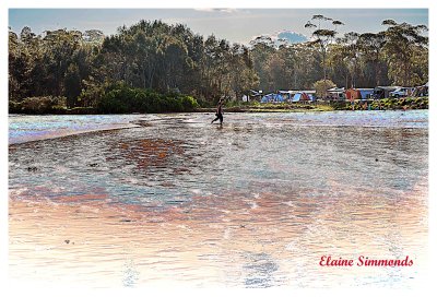 Walking back along the beach with the dogs,
I couldn't resist this scene, the holiday makers returning to the camp site.