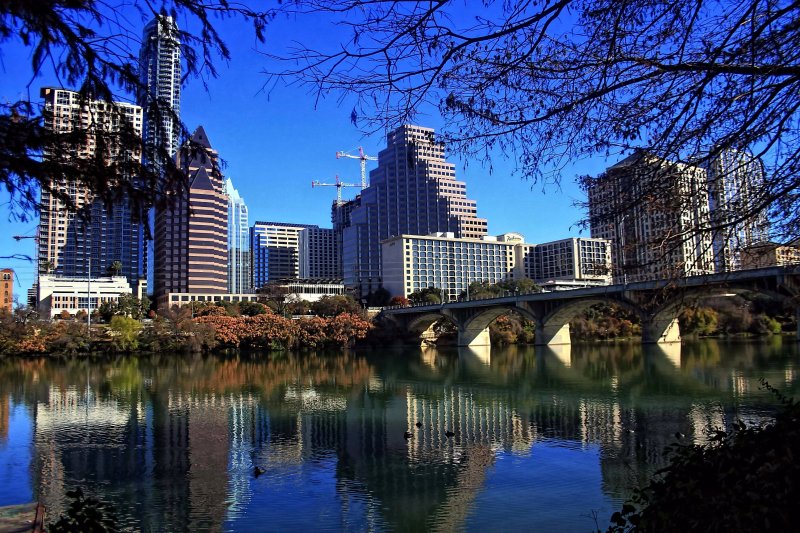 AUSTIN SKYLINE FROM THE SOUTH SIDE OF THE COLORADO RIVER