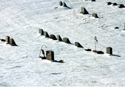 TOMB STONES IN THE SNOW