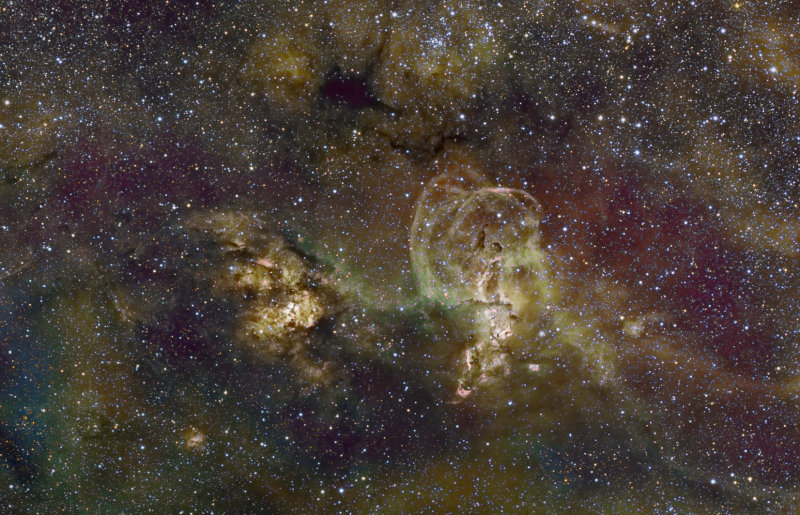 NGC 3576 (The Statue of Liberty Nebula), NGC 3603, NGC 3590 HaOHS
