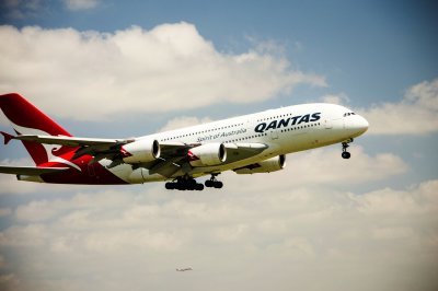 Qantas A-380 Landing at DFW after 16 hours from Sydney