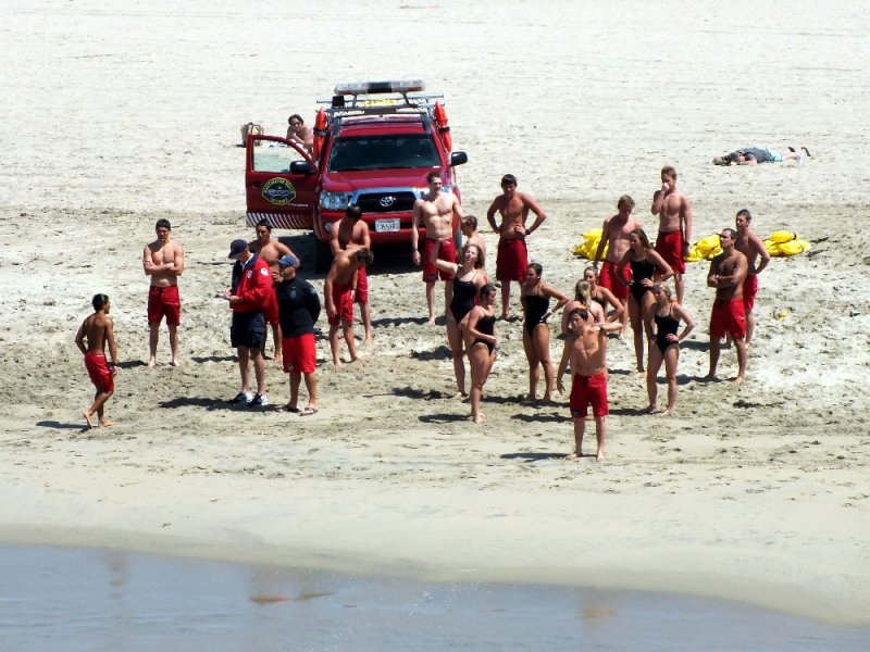 Waiting for the rest of the group to finish the swim