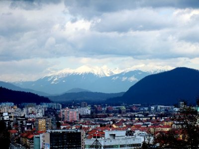 View of Ljubljana and the surrounding mountains