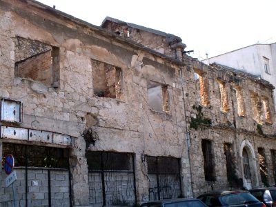 Building showing effects of the war