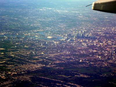 Flying into London