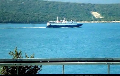 Our ship heading north while we head north by bus to Opatija
