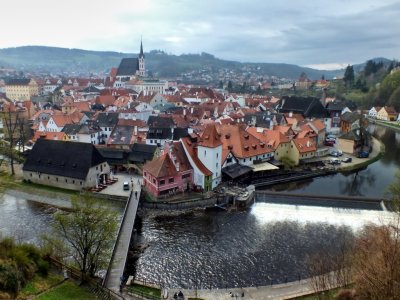 View of Cesky Krumlov from inside the Castle
