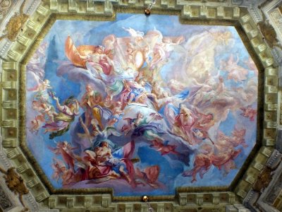 A ceiling painting in one of the main salons of the Palace