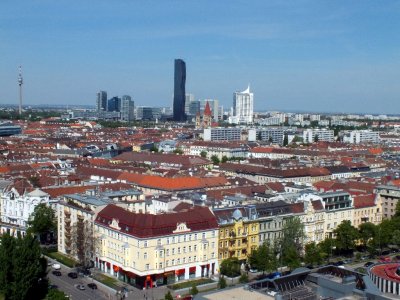 A view of the new section of Vienna from the top of the Ferris Wheel