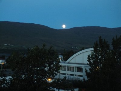 Full moon over Akureyri