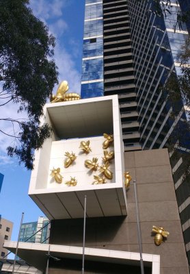 Queen Bee sculpture on the side of the Eureka Tower