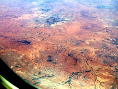 Flying from Adelaide to Alice Springs over the Outback or Red Centre of Australia