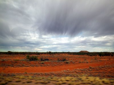 The 5-hour bus ride from Alice Springs to Uluru (Ayers Rock) - it even rained a little