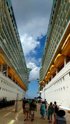 Two Royal Caribbean ships side by side in Cozumel