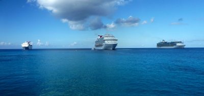 Our RC ship far right, and two Carnival ships in port