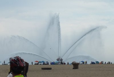Water cannons from a HB fireboat