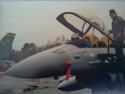 Flesland - Eirik Grant Urquhart Furre in a USAF F-16 - He is really the first Norwegian in Norway sitting in a F-16 - DAVE TIPT