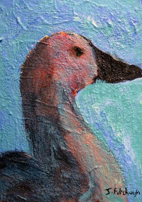 Painting of a Duck on board
