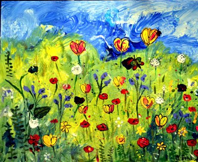 Sweet Meadow a mixed media painting by J. A. Fitzhugh