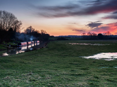 Sun going down, Oxford Canal at Somerton