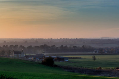 Winter sun setting over North Oxfordshire