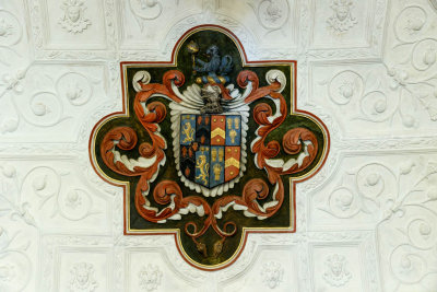 Dryden family Coat of Arms - ceiling relief