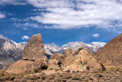 Shark Fin rock with Mt Whitney beyond.
